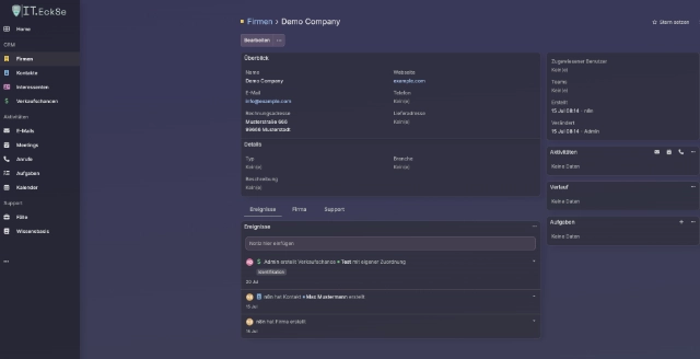 Kundenübersicht eines OpenSource CRM Systems